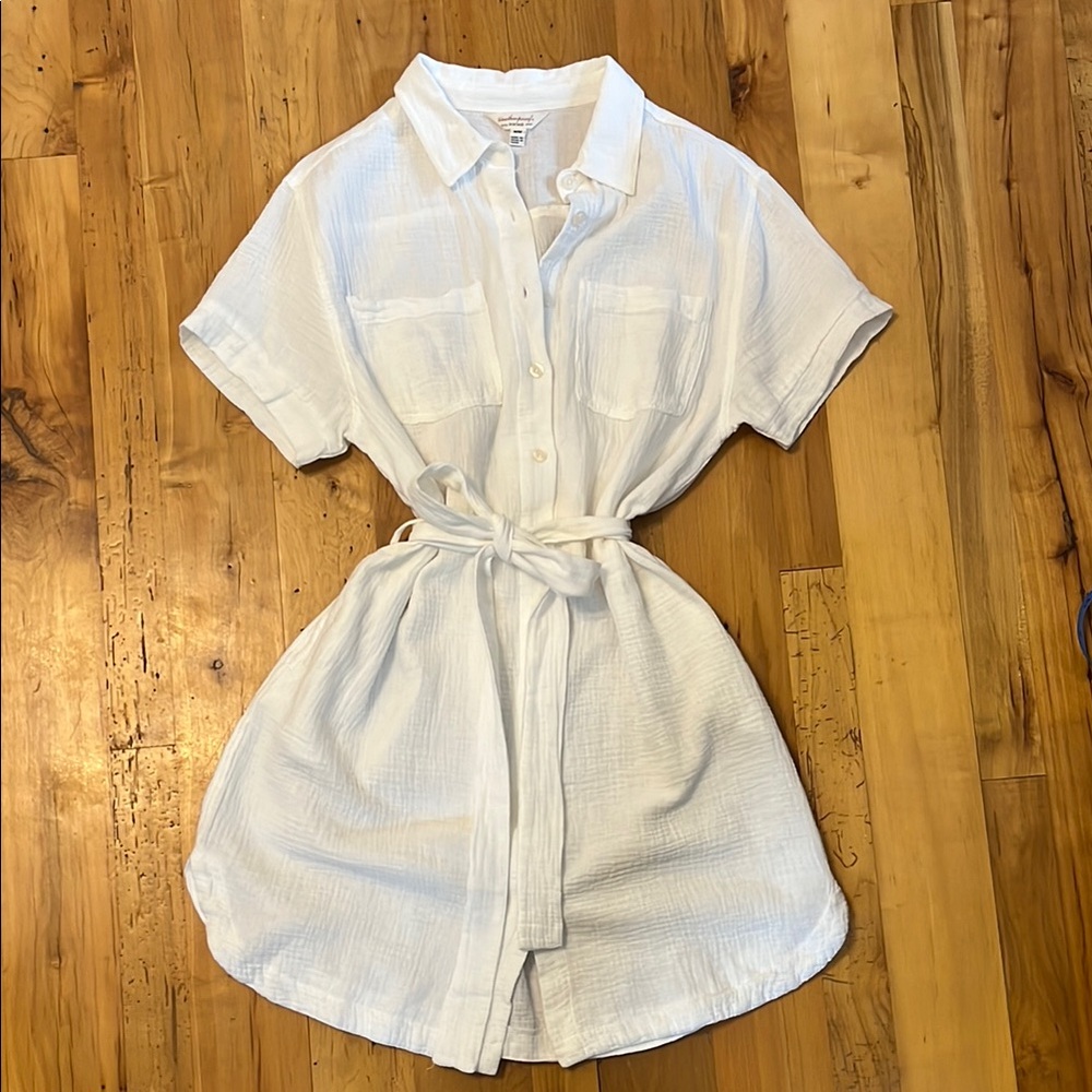 Weatherproof Vintage White Textured Shirt Dress Size M